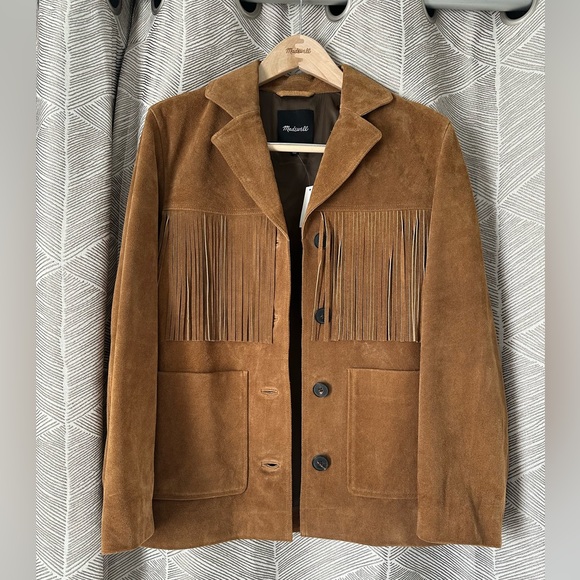 Madewell Fringe Shirt Jacket in Suede New With Tags Small Coastal Cowgirl - Picture 14 of 15